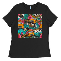 Black western school bus seamless pattern Ladies Tee - BundleAndBundleShop