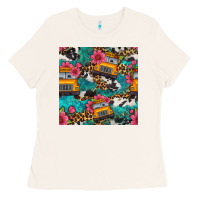 Bone western school bus seamless pattern Ladies Tee - BundleAndBundleShop