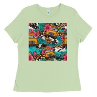 Matcha western school bus seamless pattern Ladies Tee - BundleAndBundleShop
