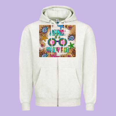 Summer Is A State Of Mind Zipper Hoodie Designed By Tumblerdesignbyshophia