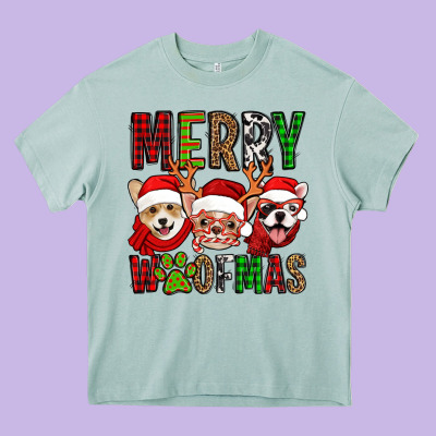 Merry Woofmas Dogs Heavy Core Tee Designed By Jasminsmagicworld