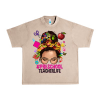 French Oak preschool teacher life  messy bun Urban Heavy Tee - NancyCooperArtShop
