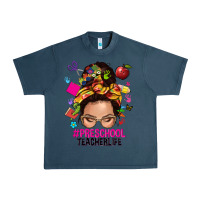 Midnight Navy preschool teacher life  messy bun Urban Heavy Tee - NancyCooperArtShop