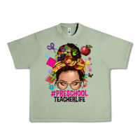Oil Green preschool teacher life  messy bun Urban Heavy Tee - NancyCooperArtShop