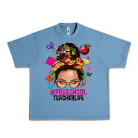 Pebble Blue preschool teacher life  messy bun Urban Heavy Tee - NancyCooperArtShop