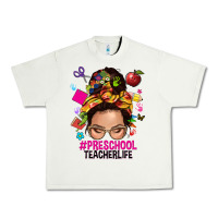 Preschool Teacher Life  Messy Bun Urban Heavy Tee | Teevron