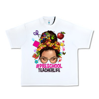 White preschool teacher life  messy bun Urban Heavy Tee - NancyCooperArtShop