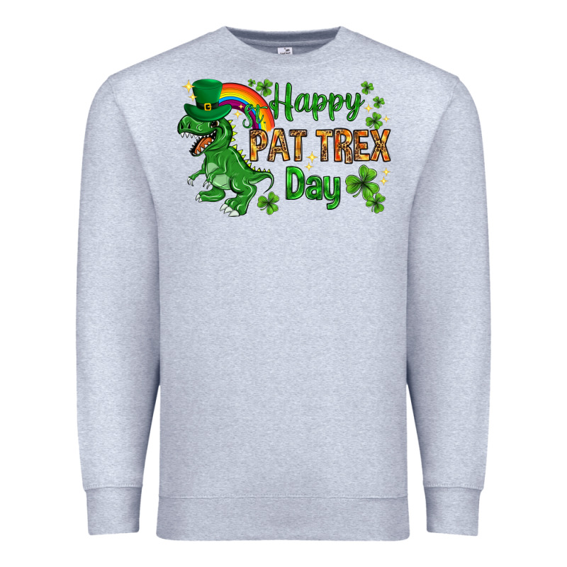 St. Patrick's Happy Pat T-rex Day With Rainbow Premium Sweatshirt by HowdyJamesFarm | Teevron
