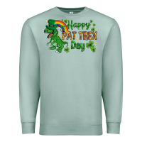 Seafoam St. Patrick's Happy Pat T-Rex Day with rainbow Premium Sweatshirt - HowdyJamesFarm