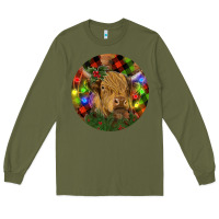 Army Green Brown Cow Christmas Long Sleeve Tee - RanaPortraitStore