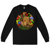 Black Brown Cow Christmas Long Sleeve Tee - RanaPortraitStore