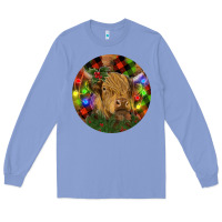 Colony Blue Brown Cow Christmas Long Sleeve Tee - RanaPortraitStore