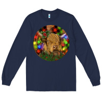 Navy Brown Cow Christmas Long Sleeve Tee - RanaPortraitStore