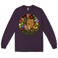 Plum Brown Cow Christmas Long Sleeve Tee - RanaPortraitStore