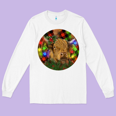 Brown Cow Christmas Long Sleeve Tee Designed By Ranaportraitstore