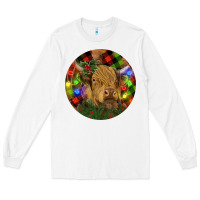 White Brown Cow Christmas Long Sleeve Tee - RanaPortraitStore