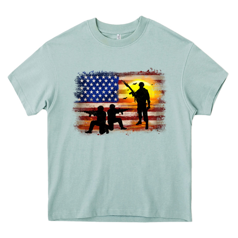 American Flag Soldier Sunset Heavy Core Tee by JahusDesignShop | Teevron
