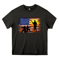 Asphalt american flag soldier sunset Heavy Core Tee - JahusDesignShop