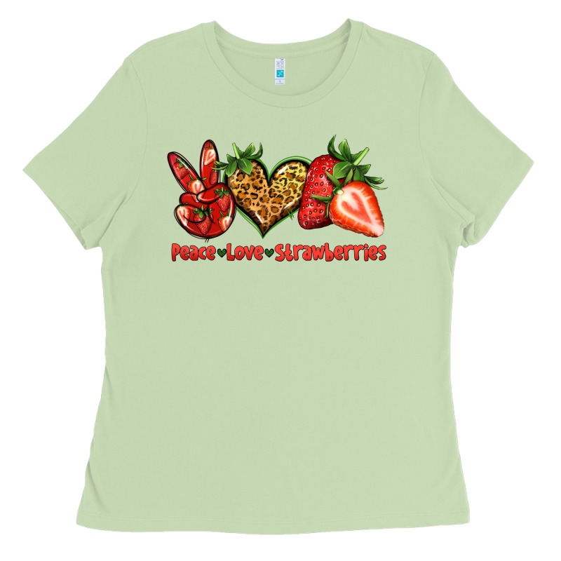 Peace Love Strawberries Ladies Tee by Jasminsmagicworld | Teevron