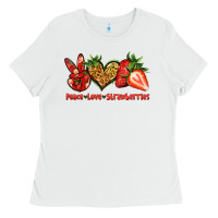 White peace love strawberries Ladies Tee - Jasminsmagicworld