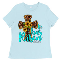Baby Blue he has risen Ladies Tee - JahusDesignShop