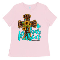 Bubblegum Pink he has risen Ladies Tee - JahusDesignShop