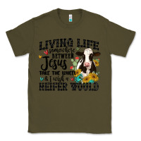 Army Green living life somewhere between jesus take the wheel Classic Tee - MaliasSmallBusiness