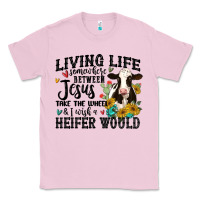 Bubblegum Pink living life somewhere between jesus take the wheel Classic Tee - MaliasSmallBusiness