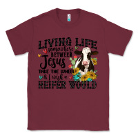 Burgundy living life somewhere between jesus take the wheel Classic Tee - MaliasSmallBusiness