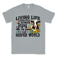 Heather Grey living life somewhere between jesus take the wheel Classic Tee - MaliasSmallBusiness
