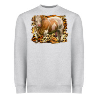Heather Grey western simmental bull Heavyweight Sweatshirt - LillyAllenDesigns