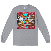 Heather Grey mama cowhide  sunflowers Long Sleeve Tee - LillyAllenDesigns