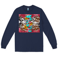 Navy mama cowhide  sunflowers Long Sleeve Tee - LillyAllenDesigns