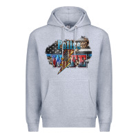 Heather Grey Police wife lightning bolt 4th of july Premium Hoodie - HowdyJamesFarm