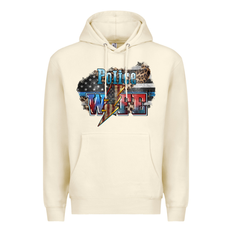 Police Wife Lightning Bolt 4th Of July Premium Hoodie by HowdyJamesFarm | Teevron