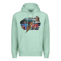Seafoam Police wife lightning bolt 4th of july Premium Hoodie - HowdyJamesFarm