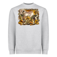 Heather Grey western charolais bull Heavyweight Sweatshirt - LillyAllenDesigns