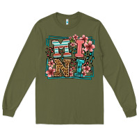 Army Green floral leopard frame mini Long Sleeve Tee - LillyAllenDesigns