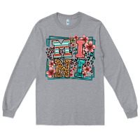Heather Grey floral leopard frame mini Long Sleeve Tee - LillyAllenDesigns