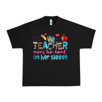 Black this teacher wears her her on her sleeve Urban Heavy Tee - NancyCooperArtShop