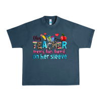 Midnight Navy this teacher wears her her on her sleeve Urban Heavy Tee - NancyCooperArtShop