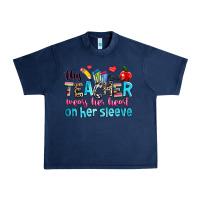 Navy this teacher wears her her on her sleeve Urban Heavy Tee - NancyCooperArtShop