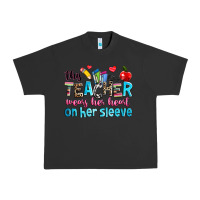 Pigment Black this teacher wears her her on her sleeve Urban Heavy Tee - NancyCooperArtShop