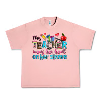 Salmon this teacher wears her her on her sleeve Urban Heavy Tee - NancyCooperArtShop