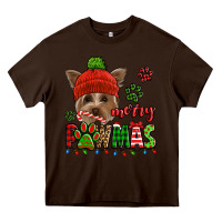 Chocolate Brown merry pawmas christmas yorkie Heavy Core Tee - Jasminsmagicworld