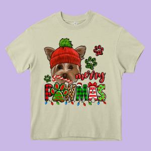 Merry Pawmas Christmas Yorkie Heavy Core Tee Designed By Jasminsmagicworld