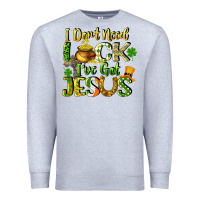 Heather Grey I don't need luck i've got Jesus Premium Sweatshirt - CowGirlArtShop