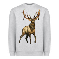 Heather Grey elk deer Heavyweight Sweatshirt - LillyAllenDesigns
