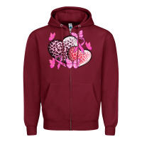Burgundy Cancer hearts Cancer Awaneress Zipper Hoodie - HowdyJamesFarm