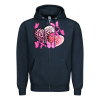 Navy Cancer hearts Cancer Awaneress Zipper Hoodie - HowdyJamesFarm